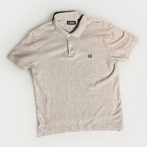 Chaps Ralph Lauren Natural Stretch Men Grey Crest Polo Shirt Size Medium